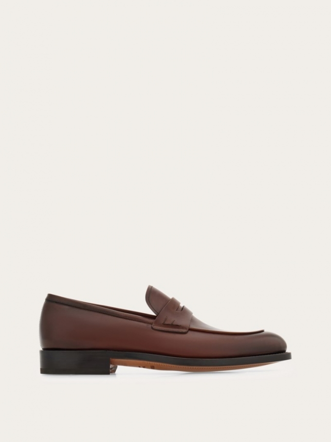 Ferragamo | Men's Tramezza Penny Loafer - Brown