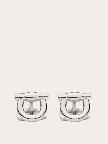 Ferragamo | Men's Gancini Cufflinks - Palladium