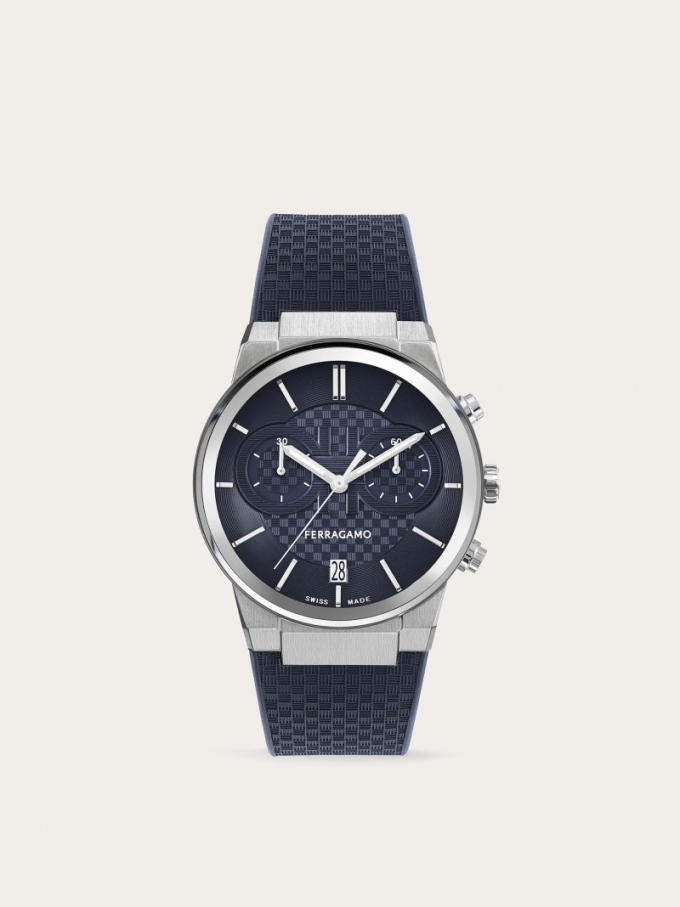 Ferragamo | Men's Sapphire Chrono Watch - Steel/Blue