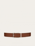 Ferragamo | Men's Reversible And Adjustable Belt With Rectangular Buckle - Briar/Black