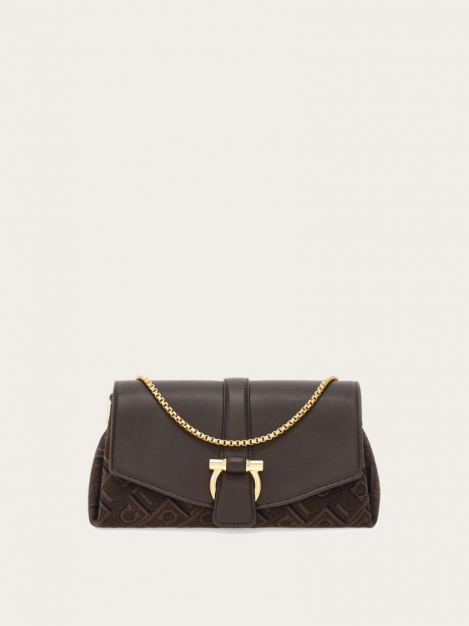 Ferragamo | Women's Front Flap Crossbody Bag - Espresso