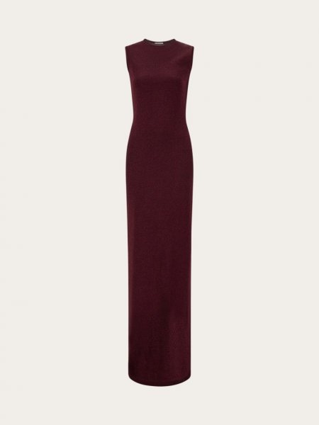 Ferragamo | Women's Lurex Long Dress - Oxblood Lurex