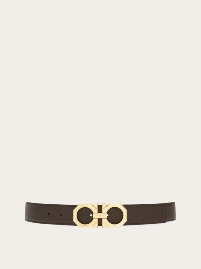 Ferragamo | Men's Reversible And Adjustable Gancini Belt - Testa Di Moro/Black