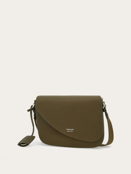 Ferragamo | Men's Fiamma Crossbody Bag - Olive Green