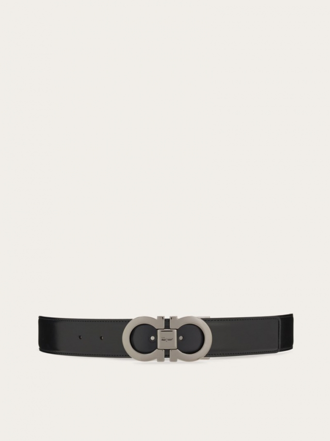 Ferragamo | Men's Reversible And Adjustable Gancini Belt - Black/Auburn