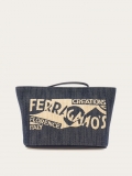 Ferragamo | Women's Pouch With Logo - Natural/Denim