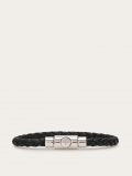 Ferragamo | Men's Braided Leather Bracelet - Black (Size 17)