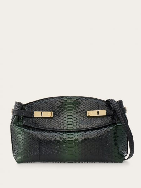 Ferragamo | Women's Hug Soft Crossbody Bag - Black/Green