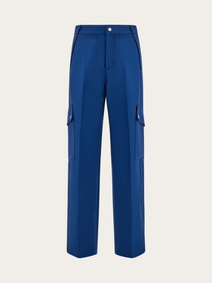 Ferragamo | Men's Viscose Cargo Pants - Teal Blue