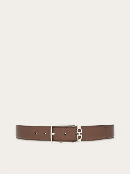 Ferragamo | Men's Reversible And Adjustable Gancini Belt - Clay/Black