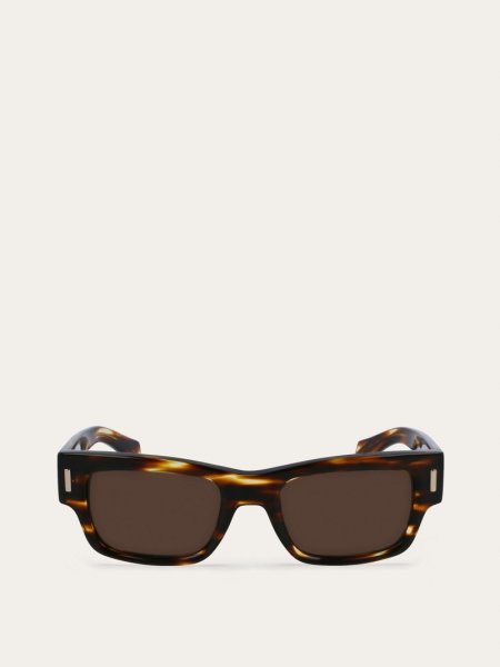 Ferragamo | Men's Sunglasses - Striped Brown/Brown