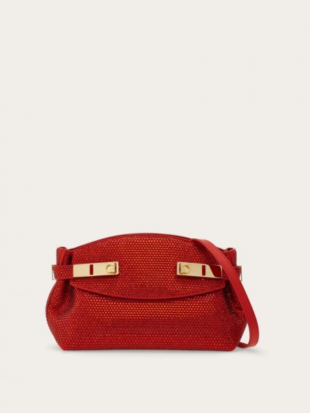 Ferragamo | Women's Hug Soft Crossbody Bag With Crystals - Flame Red