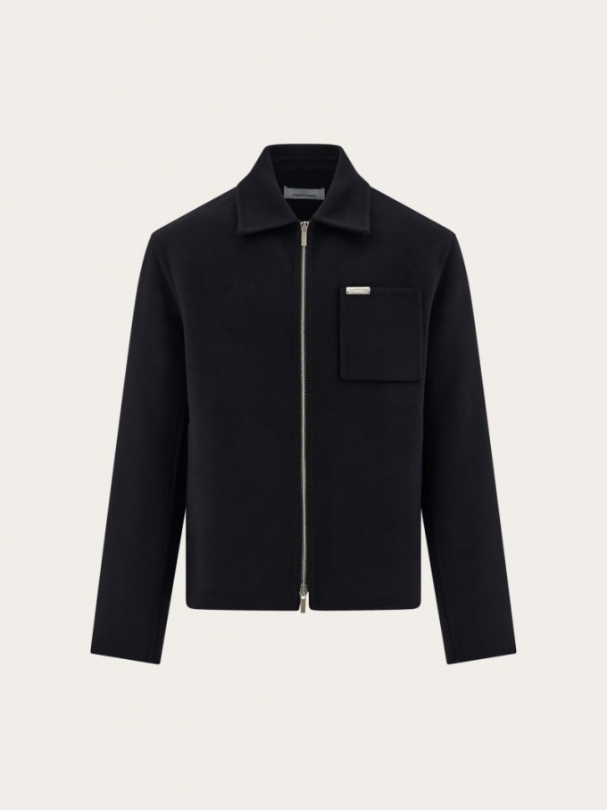 Ferragamo | Men's Cashmere-Blend Blouson - Black