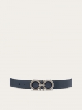 Ferragamo | Men's Reversible And Adjustable Gancini Belt - Marine Blue/Black