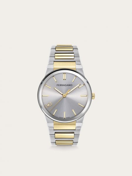 Ferragamo | Men's Sapphire Watch - Stainless Steel/Ip Yellow Gold/White Silver