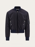 Ferragamo | Men's Technical Satin Bomber Jacket - New Navy Blue