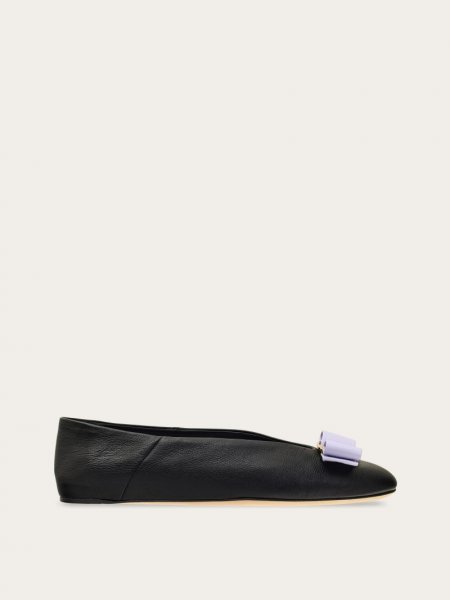 Ferragamo | Women's Vara Bow Ballet Flat - Black/Lavender