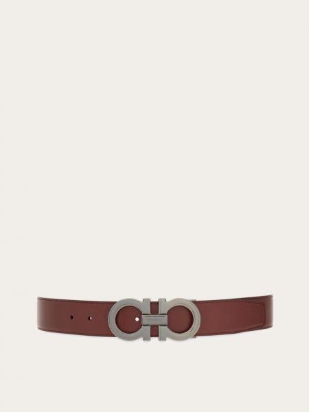 Ferragamo | Men's Reversible And Adjustable Gancini Belt - Burgundy/Black