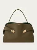 Ferragamo | Women's Hug Soft Bicolor Shoulder Bag - Olive Green