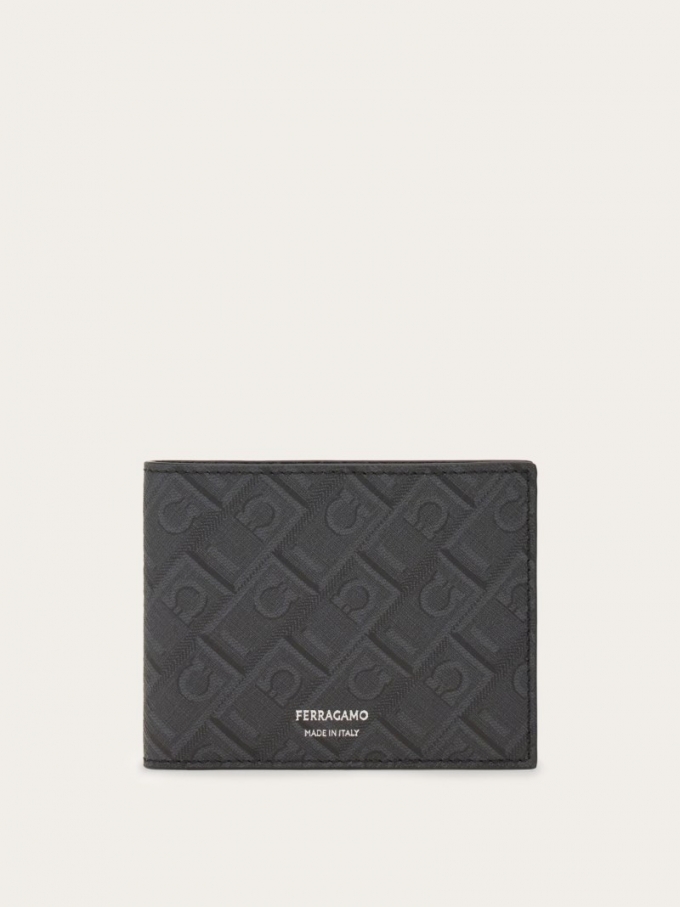 Ferragamo | Men's Monogram Wallet - Black/Grey