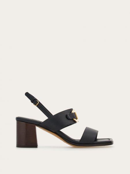 Ferragamo | Women's Sandal With Gancini Ornament - Black