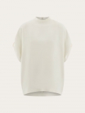 Ferragamo | Women's Crew Neck T-Shirt With Turned Up Sleeve - Mascarpone