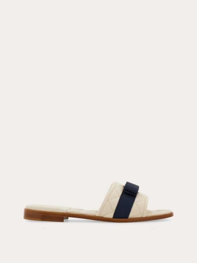 Ferragamo | Women's Quilted Slide With Vara Bow - Mascarpone