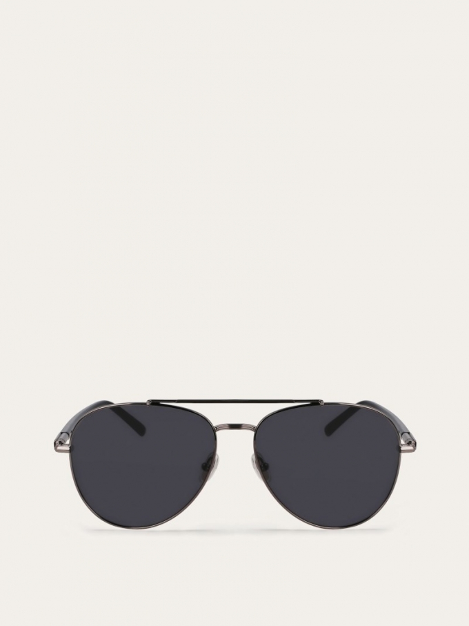 Ferragamo | Men's Sunglasses - Dark Ruthenium/Grey