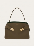 Ferragamo | Women's Hug Soft Bicolor Shoulder Bag - Olive Green/Forest Green