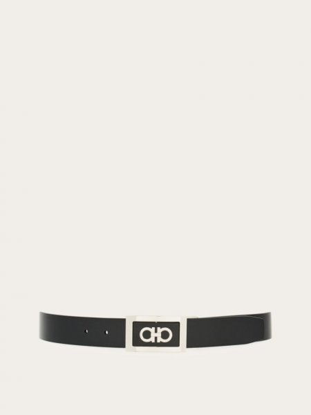 Ferragamo | Men's Reversible And Adjustable Belt With Reversible Buckle - Testa Di Moro/Black