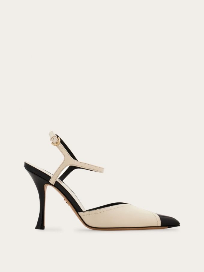 Ferragamo | Women's Pump With Contrasting Inlays - Mascarpone/Black