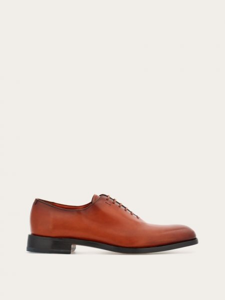 Ferragamo | Men's Tramezza Plain Toe Oxford - Terracotta/Testa Di Moro