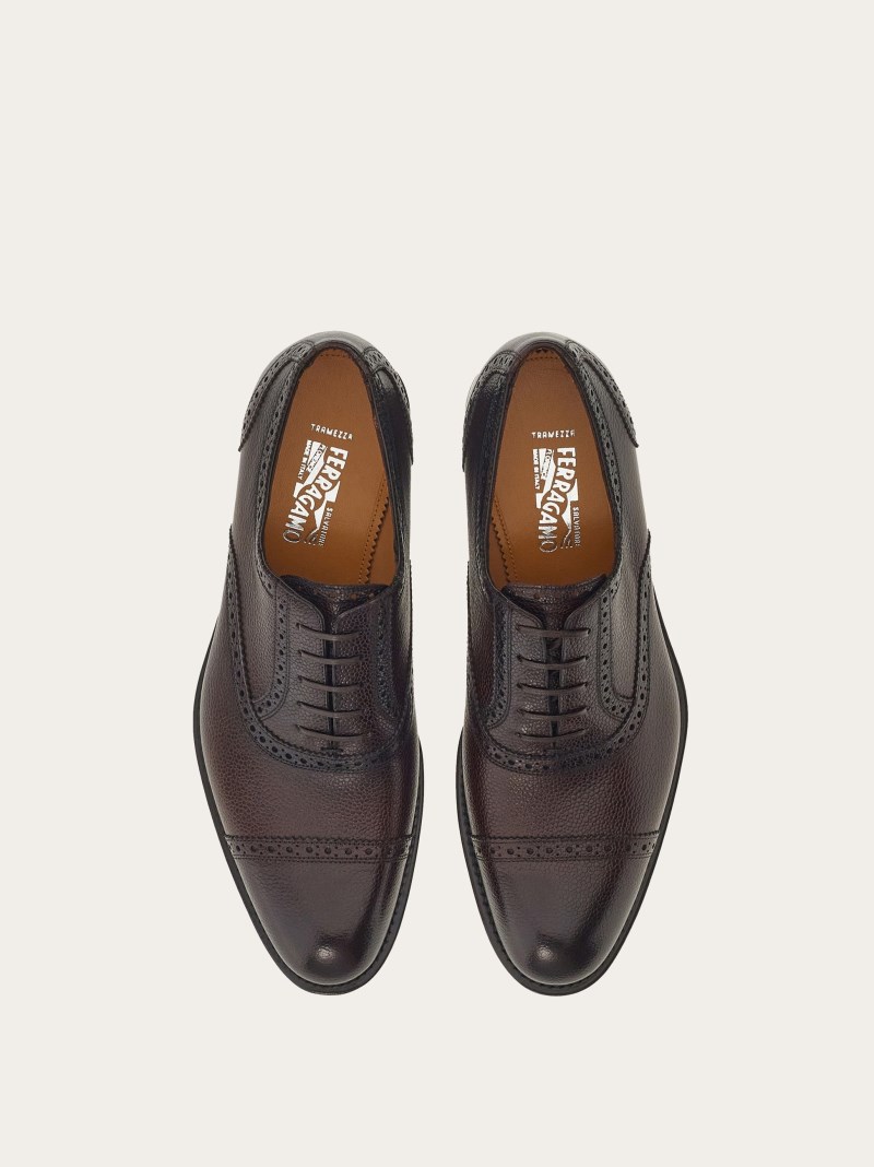Ferragamo | Men's Tramezza Oxford Brogue - Tamarind/Testa Di Moro