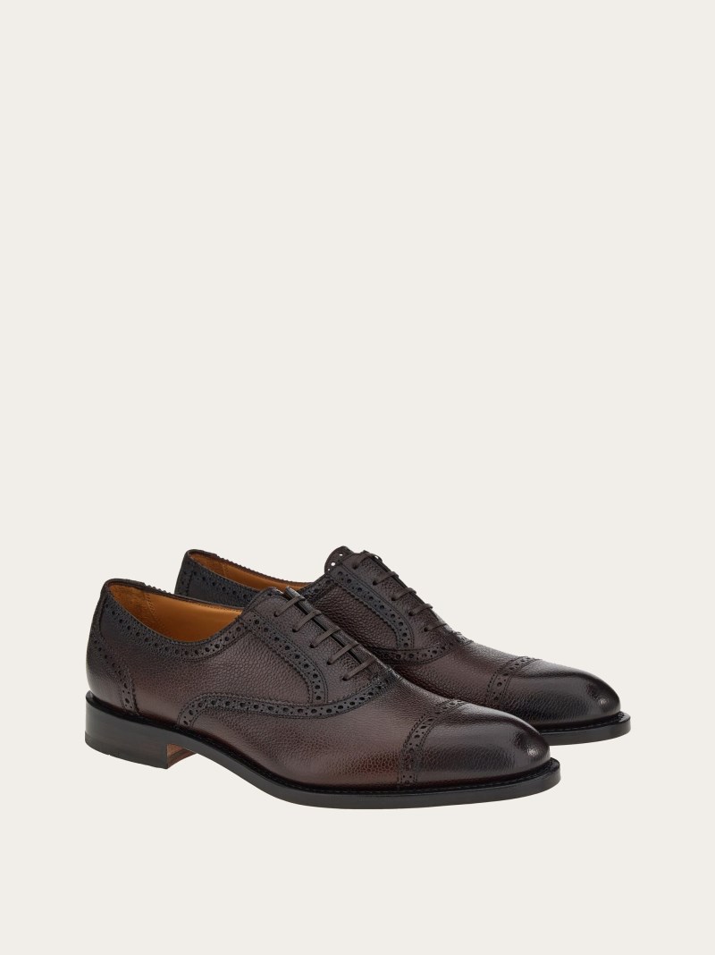 Ferragamo | Men's Tramezza Oxford Brogue - Tamarind/Testa Di Moro