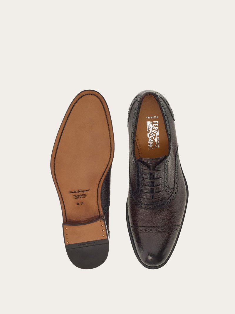 Ferragamo | Men's Tramezza Oxford Brogue - Tamarind/Testa Di Moro