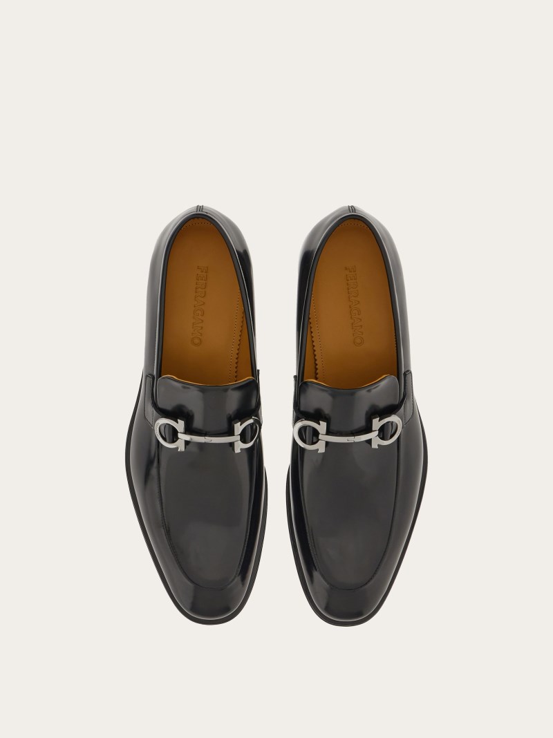 Ferragamo | Men's Moccasin With Gancini Ornament - Black