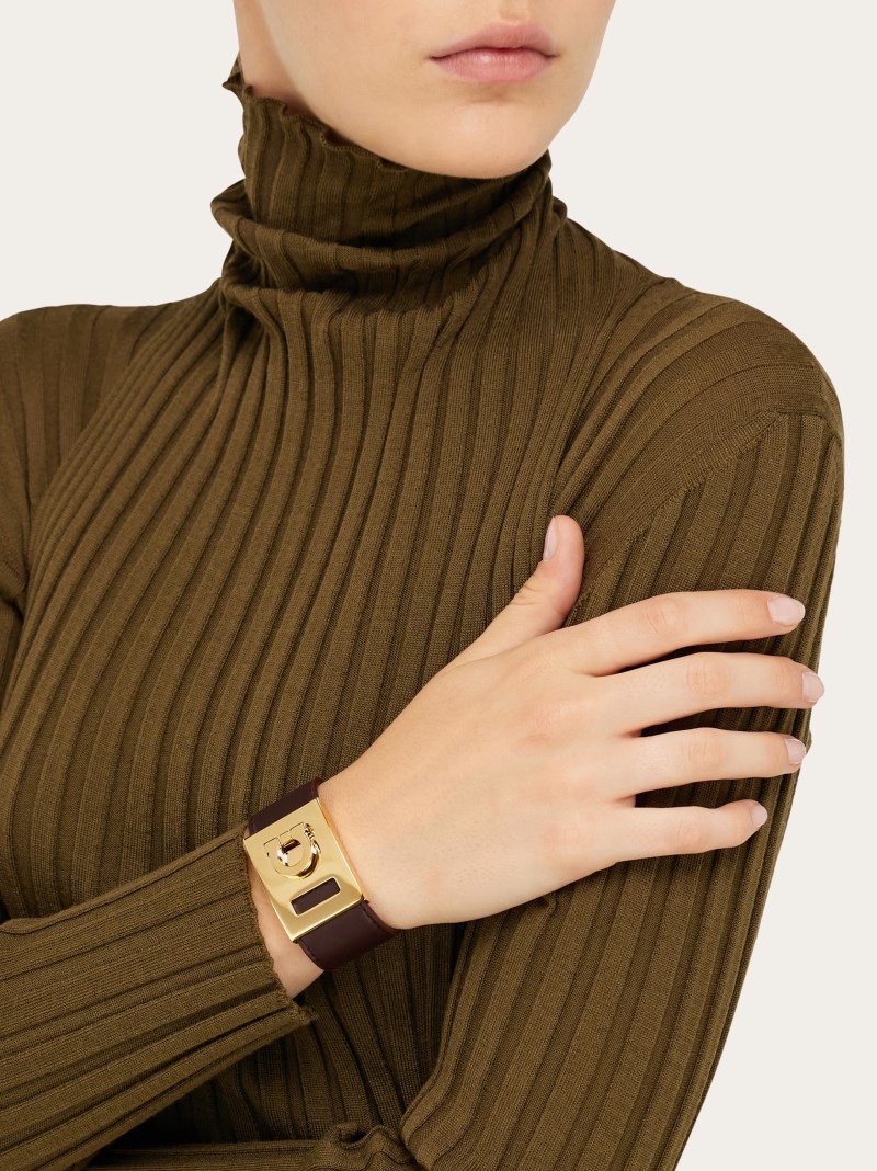 Ferragamo | Women's Gancini Bracelet - Gold/Pink (Size 15)