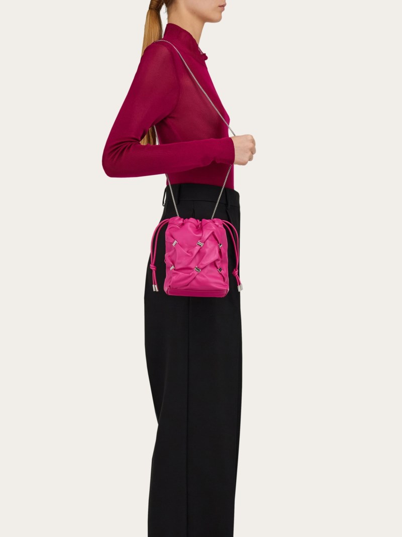 Ferragamo | Women's Mini Bucket Bag With Vara Bows - Cerise Pink