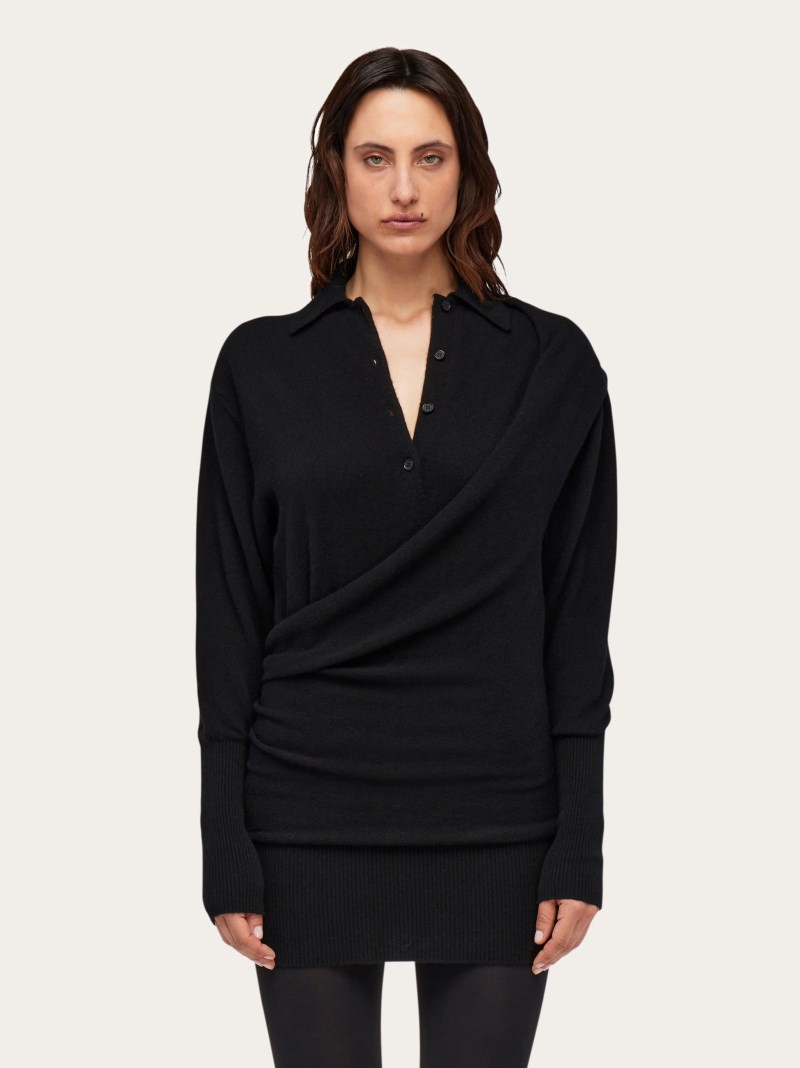 Ferragamo | Women's Knitted Polo Dress - Black