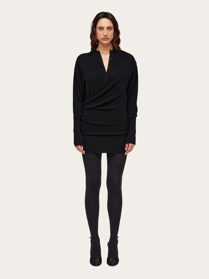 Ferragamo | Women's Knitted Polo Dress - Black