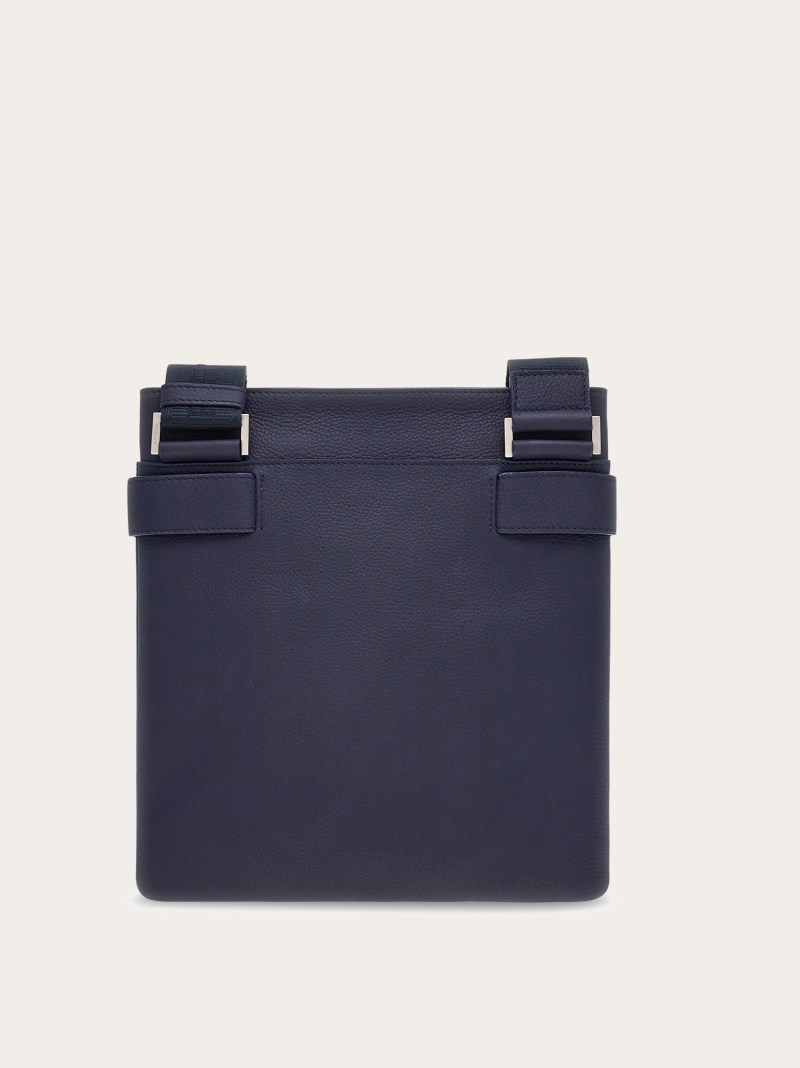Ferragamo | Men's Shoulder Bag With Gancini Buckles - Midnight Blue