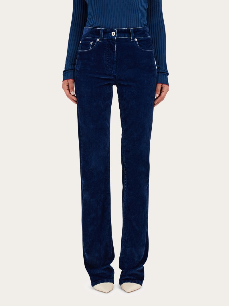 Ferragamo | Women's Five Pocket Trouser - Dark Teal Blue