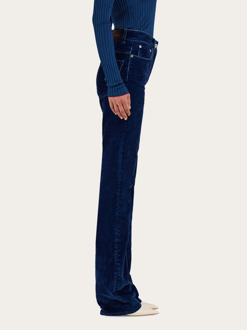 Ferragamo | Women's Five Pocket Trouser - Dark Teal Blue