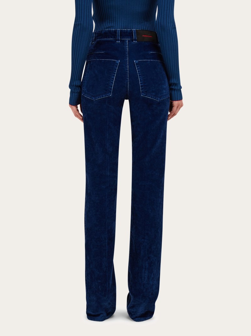 Ferragamo | Women's Five Pocket Trouser - Dark Teal Blue