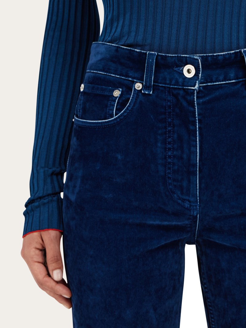 Ferragamo | Women's Five Pocket Trouser - Dark Teal Blue