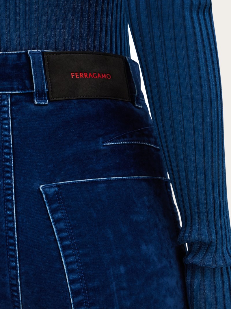 Ferragamo | Women's Five Pocket Trouser - Dark Teal Blue