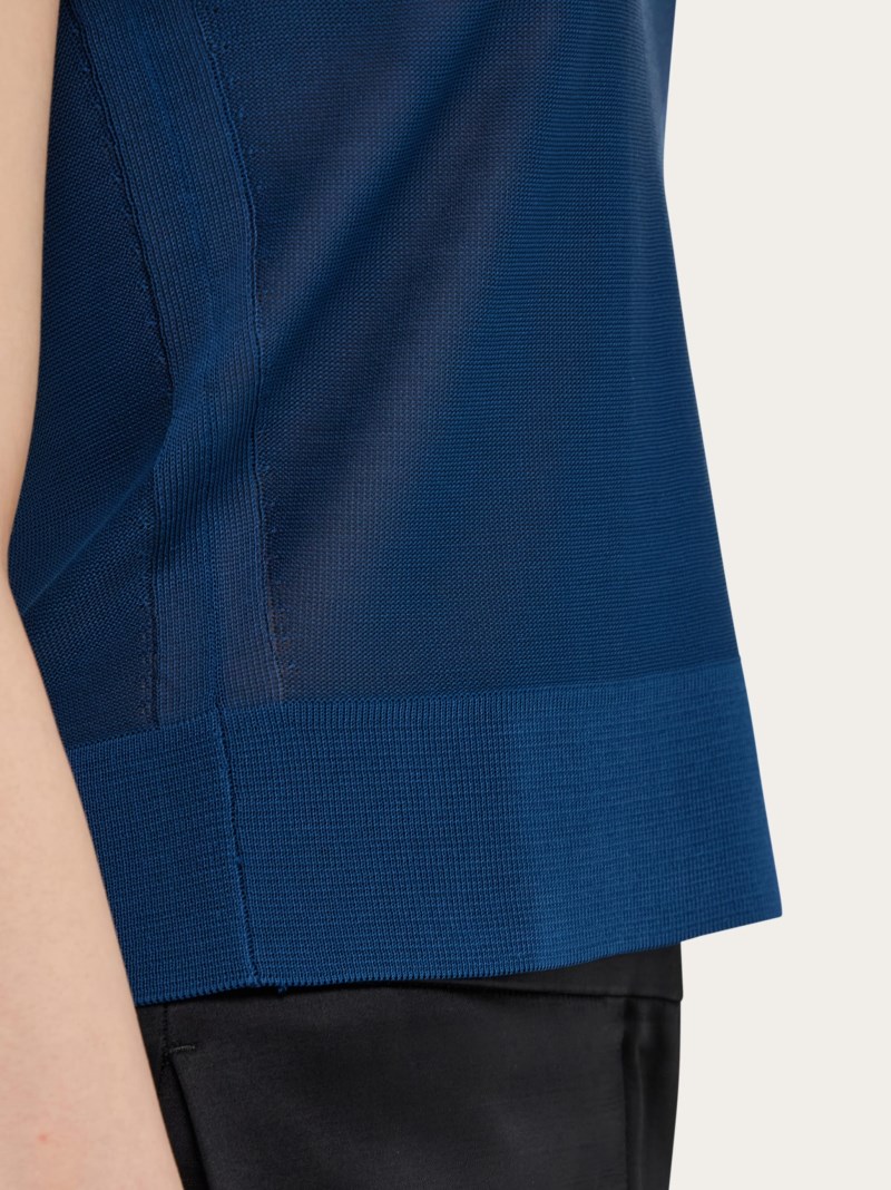 Ferragamo | Women's Sleeveless Knitted Top - Teal Blue