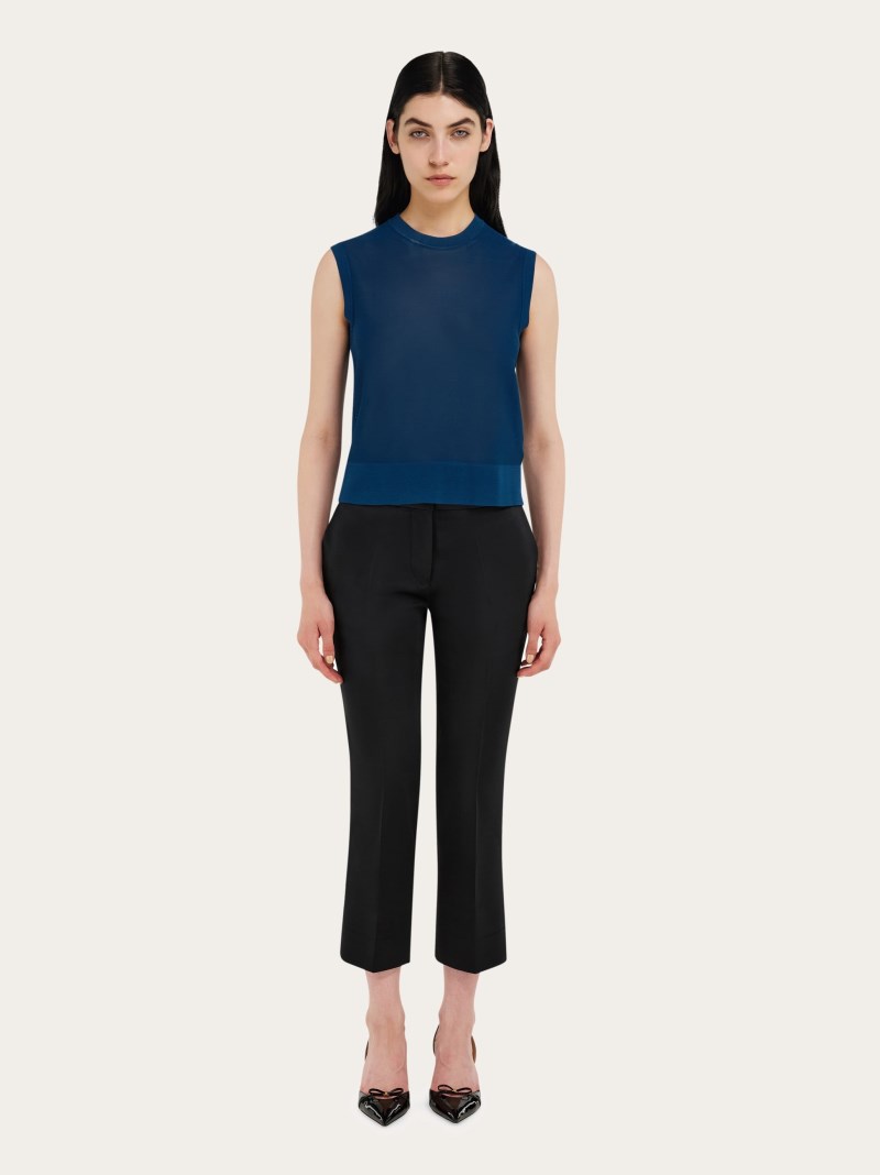 Ferragamo | Women's Sleeveless Knitted Top - Teal Blue