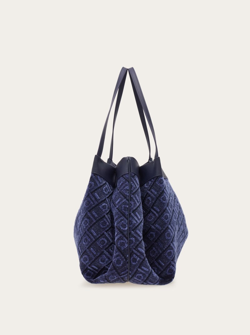 Ferragamo | Women's Monogram Tote Bag - Denim/Midnight Blue
