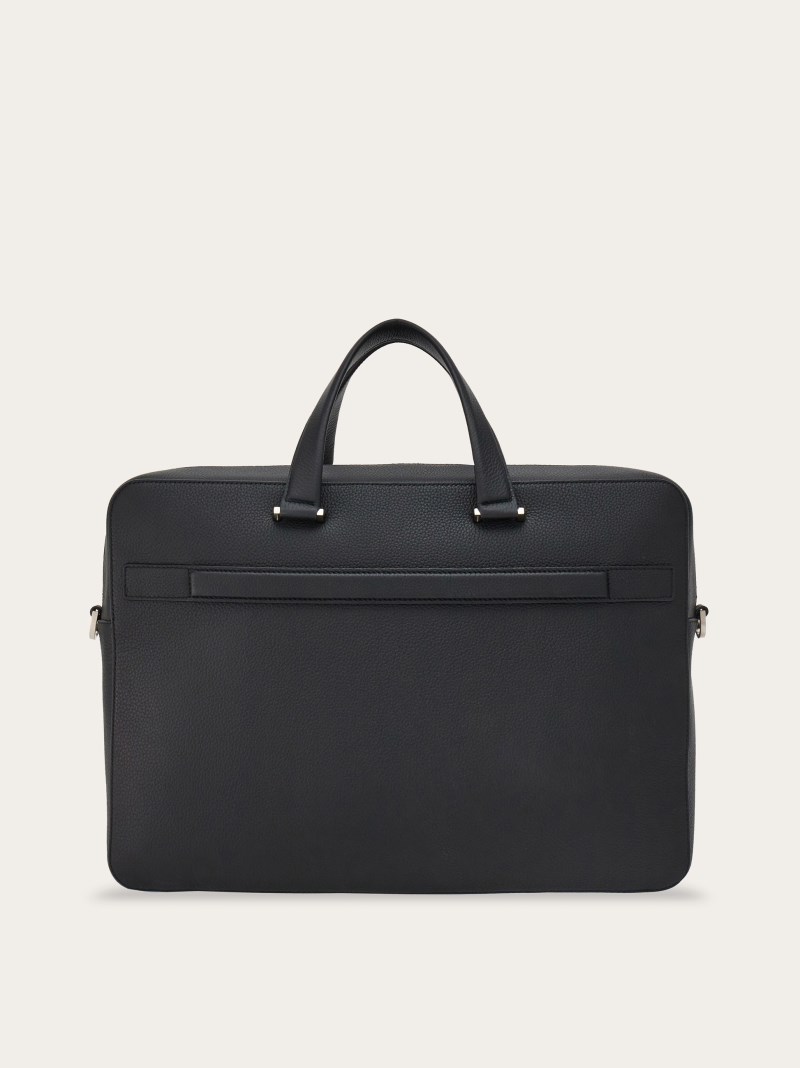 Ferragamo | Men's Embossed Gancini Business Bag - Black